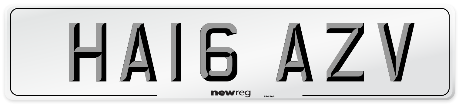 HA16 AZV Number Plate from New Reg
